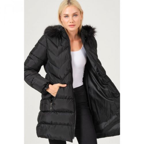 Z6759 DEWBERRY LADY COAT-BLACK