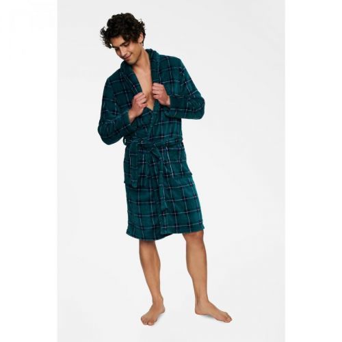 Trip 40068-77X Green-Navy Blue Bathrobe