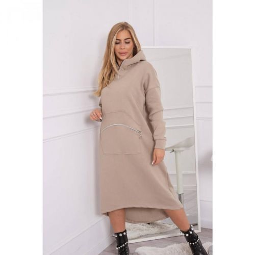 Insulated dress with a hood beige