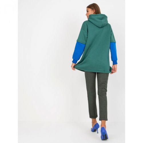 Dark green women's basic sweatshirt with a RUE PARIS cotton hood