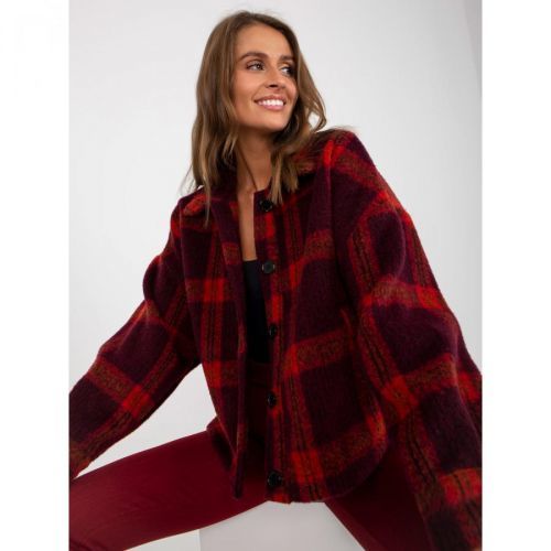 Women's maroon checked shirt