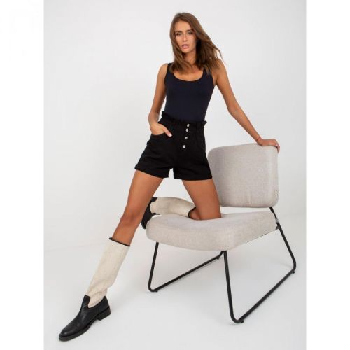 Ladies' black high waist denim shorts