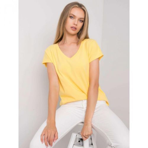 Yellow cotton T-shirt with V-neck