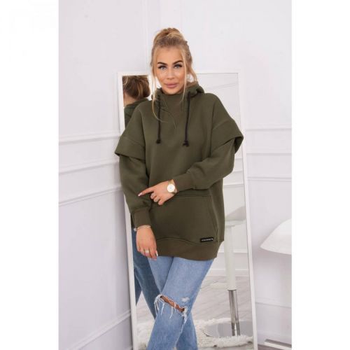 Insulated turtleneck sweatshirt khaki