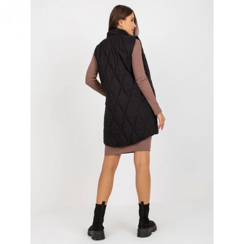 Black women's quilted vest with a zipper RUE PARIS