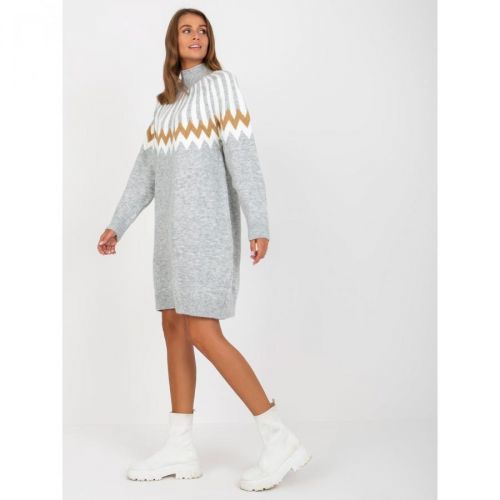 Gray melange knitted dress above the knee RUE PARIS