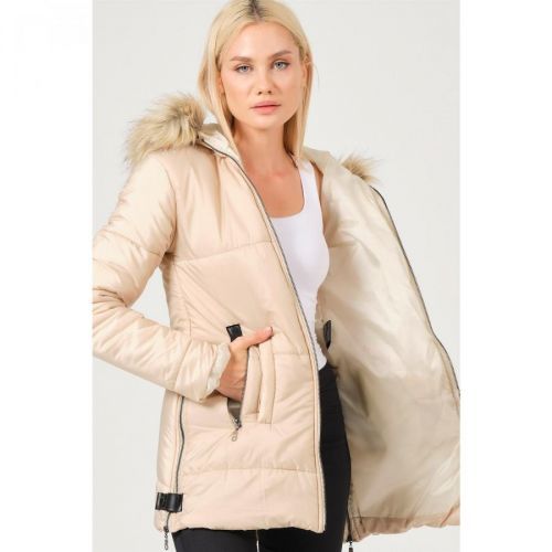 Z6668 DEWBERRY LADIES COAT-LIGHT BEIGE