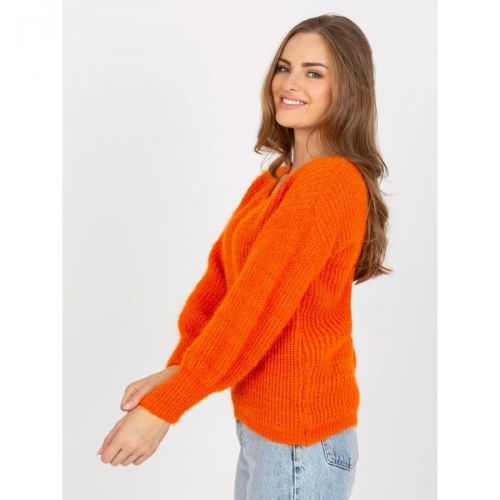 Orange fluffy classic sweater with mohair OCH BELLA