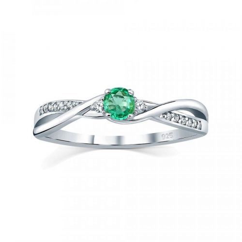 Silvego Stříbrný prsten s pravým přírodním smaragdem JJJR1100ER 48 mm