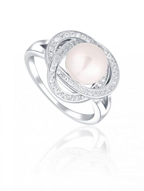 JwL Luxury Pearls Okouzlující prsten s pravou perlou a zirkony JL0759 54 mm