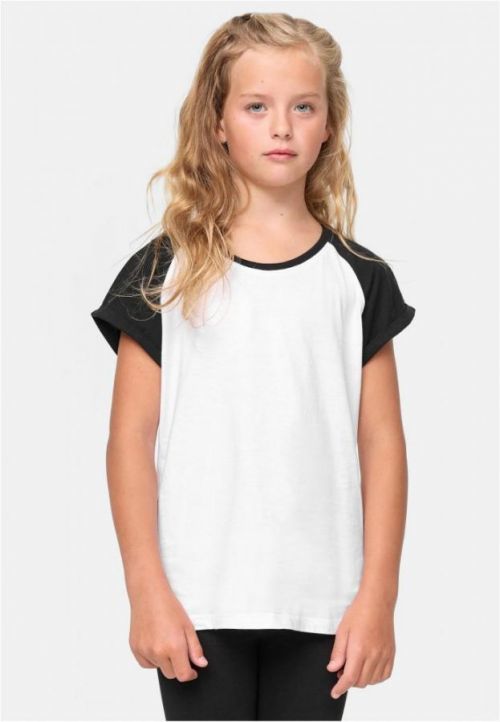 Girls Contrast Raglan Tee - white/salvia 110/116