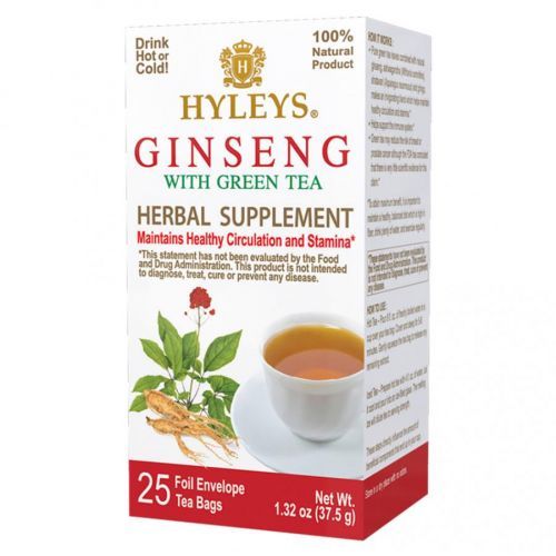 HYLEYS Ginseng with green tea herbal supplement přebal 25 sáčků