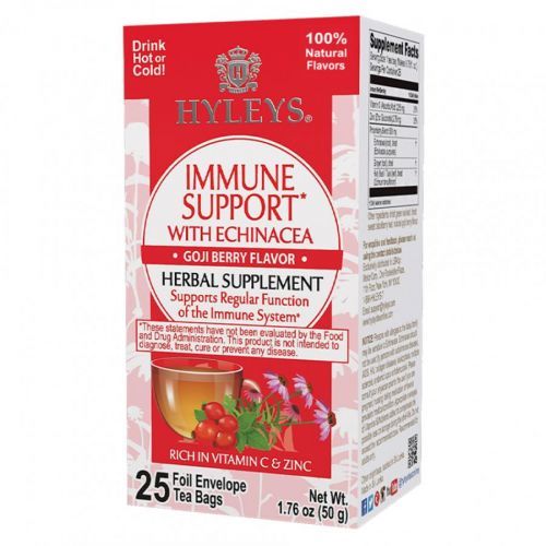 HYLEYS Immune support with echinacea herbal supplement goji berry přebal 25 sáčků