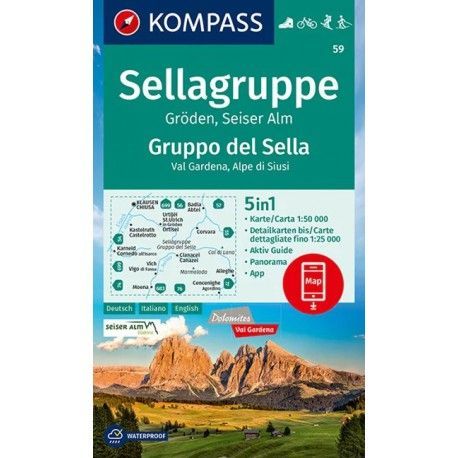 Kompass 59 Sellagruppe/Gruppo di Sella 1:50 000 turistická mapa