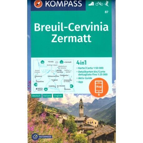 Kompass 87 Breuil, Cervinia, Zermatt 1:50 000 turistická mapa