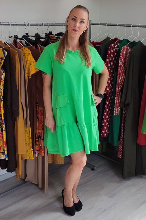 Bavlněné hráškově zelené šaty Wiya M/L