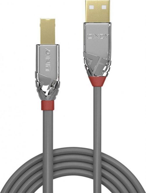 Kabel LINDY LINDY 5m USB 2.0 Typ A/B Kabel Cromo 36644, 5.00 m, šedá