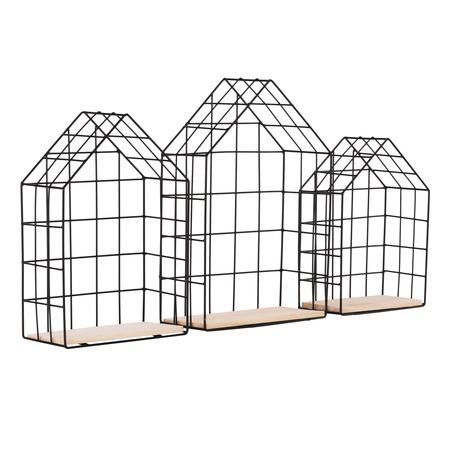 Kondela Set 3 poliček, přírodní/černá, AZURI