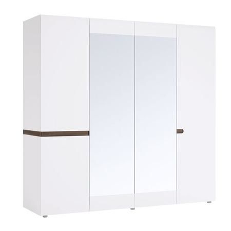 Kondela Skříň, bílá extra vysoký lesk HG / dub sonoma tmavý truflový, LYNATET TYP 23