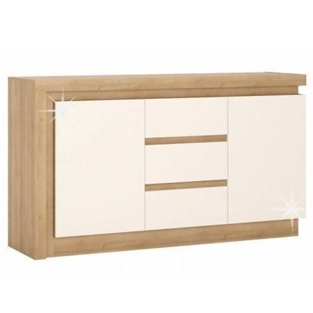 Kondela Komoda LYOK01, dub riviera / bílá s extra vysokým leskem, LEONARDO
