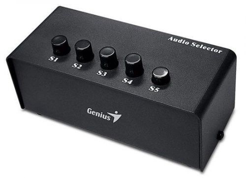 Genius Stereo Switching Box , Přepínač, audio, 2x RCA vstup, 5x 3,5mm jack výstup, stereo, černý