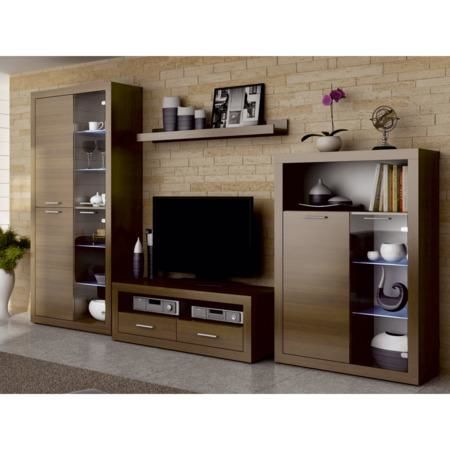 Kondela Obývací stěna s LED osvětlením, ořech warmia, TOGO 2NEW