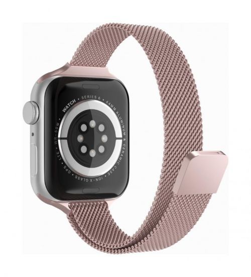 Ocelový řemínek Techsuit Watchband W034 pro Apple Watch 3-4-5-6-7-SE 42-44-45 mm růžový 76430