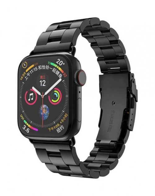 Ocelový řemínek TopQ Watchband W036 pro Apple Watch 3-4-5-6-7-SE 38-40-41 mm černý 76360