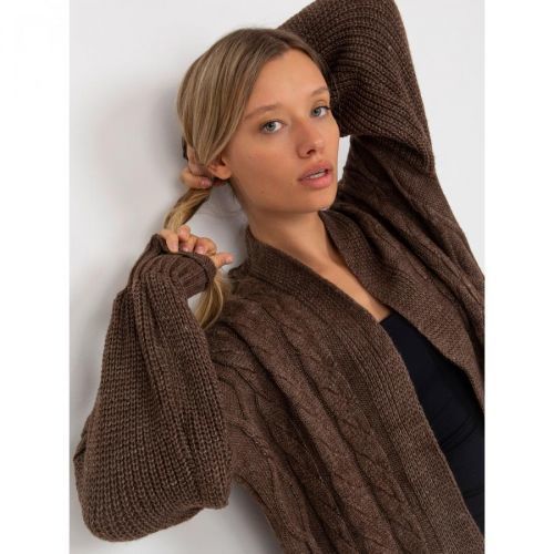 RUE PARIS brown maxi cardigan with pockets