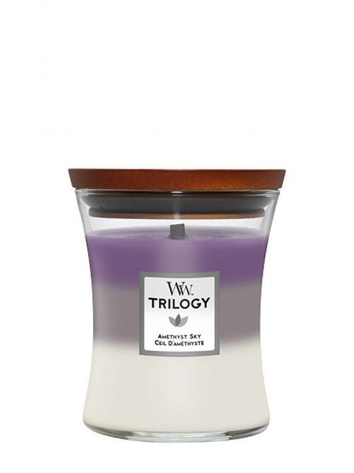 WoodWick Amethyst Sky svíčka váza Trilogy 275g