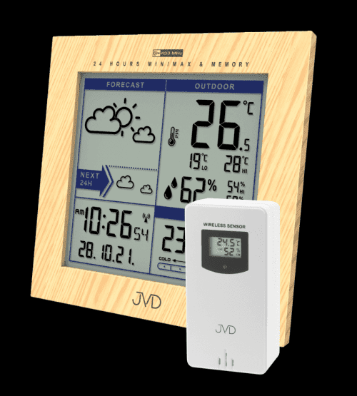 JVD Rádiem řízená meteorologická stanice v imitaci dřeva JVD RB9233.1