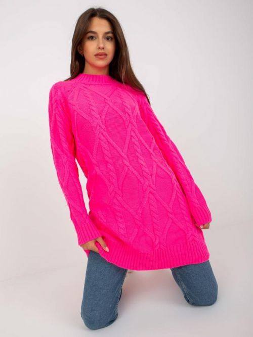 Tmavě růžový dlouhý rolák LC-SW-8012.88P-fluo pink Velikost: ONE SIZE