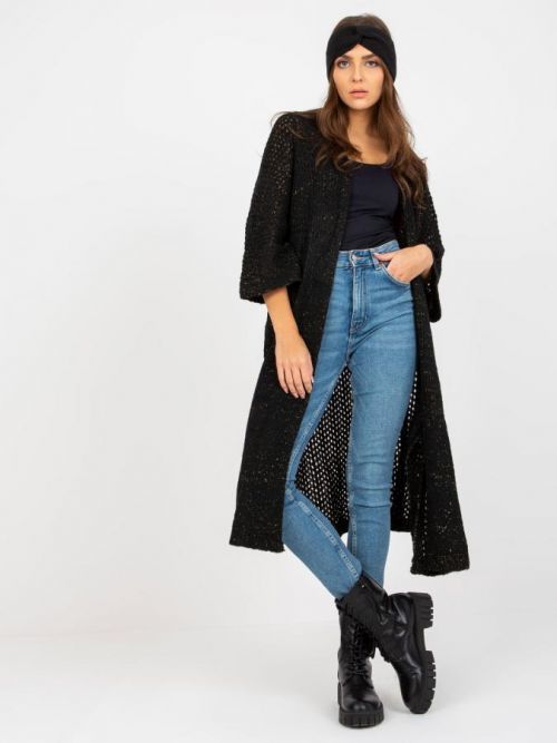 Černý dlouhý háčkovaný kardigan -TW-SW-BI-M31.36X-black Velikost: ONE SIZE