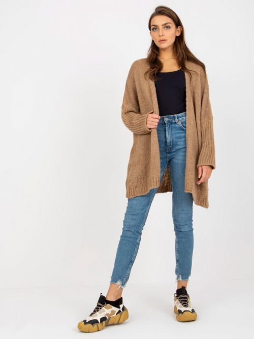 Béžový kardigan s nápisem na zádech -TW-SW-BI-M2201.87-beige Velikost: ONE SIZE