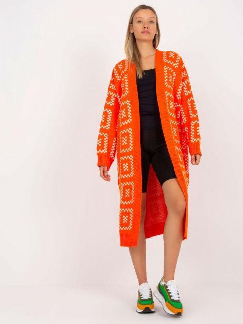 Oranžový dlouhý oversized kardigan LC-SW-0296.08P-orange Velikost: ONE SIZE