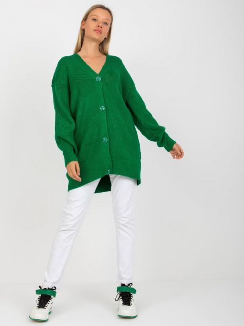 Zelený delší svetr se zapínáním na knoflíky LC-SW-0267.06X-green Velikost: ONE SIZE