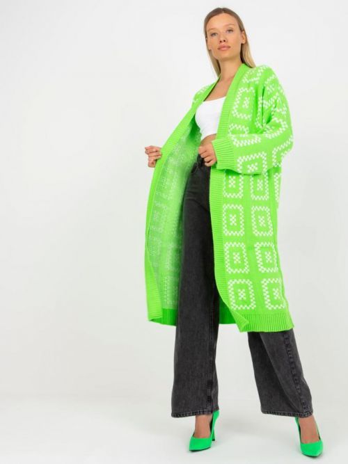 Neonově zelený dlouhý oversized kardigan -LC-SW-0296.08P-fluo green Velikost: ONE SIZE