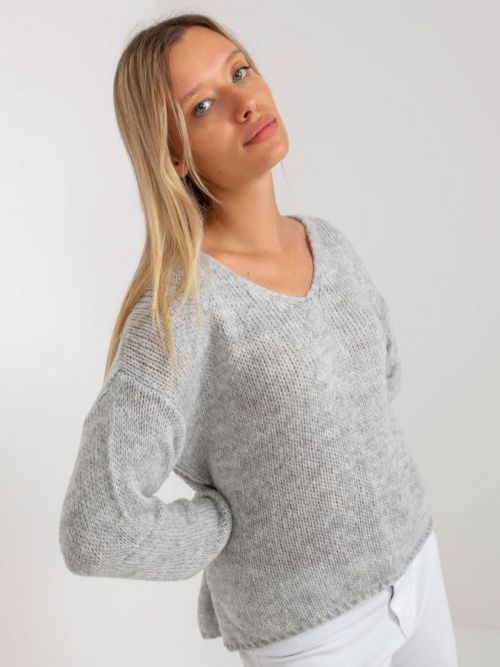 Šedý oversized svetřík Stella TW-SW-BI-3002.98-grey Velikost: ONE SIZE
