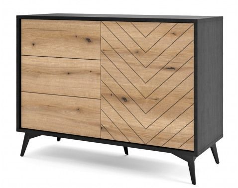 Úložná komoda se zásuvkami Diamond, černá/dub