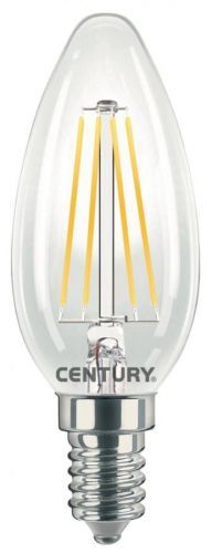 CENTURY LED FILAMENT SVÍČKA ČIRÁ 6W E14 4000K 806Lm 360d 35x98mm IP20 CEN INM1-061440 Teplá bílá Čirá