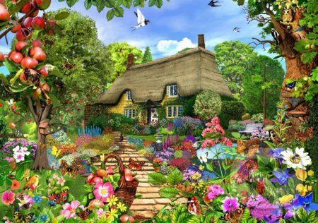 English Cottage Garden - Bluebird