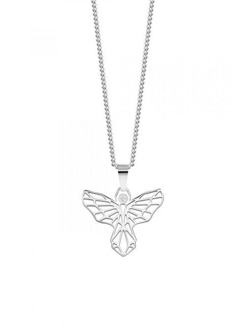 Preciosa Stylový ocelový náhrdelník Origami Angel s kubickou zirkonií Preciosa 7440 00