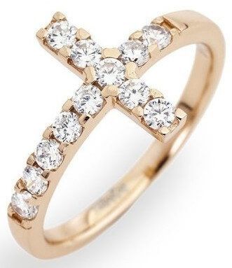 Amen Růžově pozlacený stříbrný prsten se zirkony Rosary ACORB 50 mm