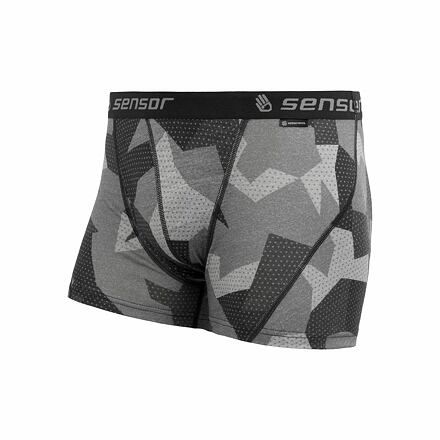 SENSOR MERINO IMPRESS pánské trenky černá/camo Velikost: S