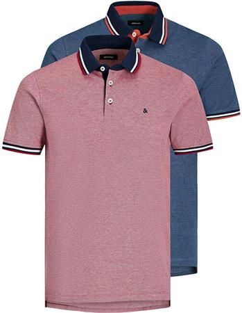 Jack&Jones 2 PACK - pánské polo triko JJEPAULOS Slim Fit 12191216 Rio Red Denim Blue XXL