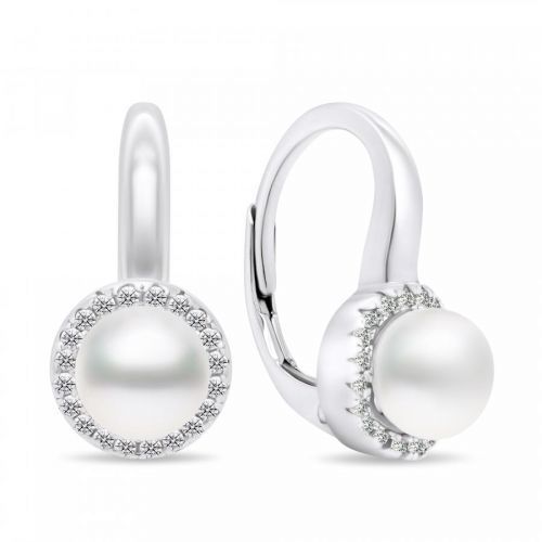 Brilio Silver Elegantní stříbrné náušnice s perlami a zirkony EA419W