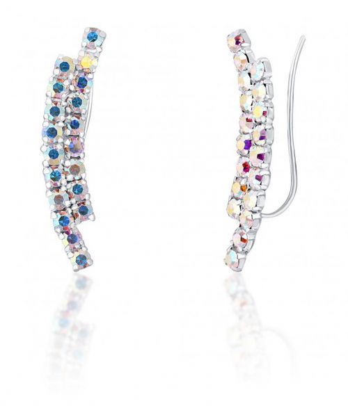 JwL Luxury Pearls Blýštivé podélné náušnice s krystaly JL0741