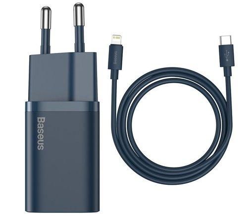 Baseus TZCCSUP-B03 Super Si Quick Nabíječka USB-C 20W + Simple Wisdom Data Kabel Type-C to iP 1m Blue