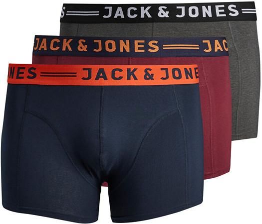 Jack&Jones PLUS 3 PACK - pánské boxerky JACLICHFIELD 12147592 Burgundy 4XL, XXXXL