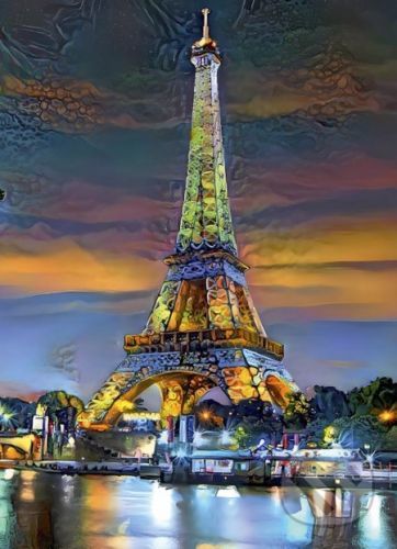 Eiffel Tower at Sunset, Paris, France - Bluebird
